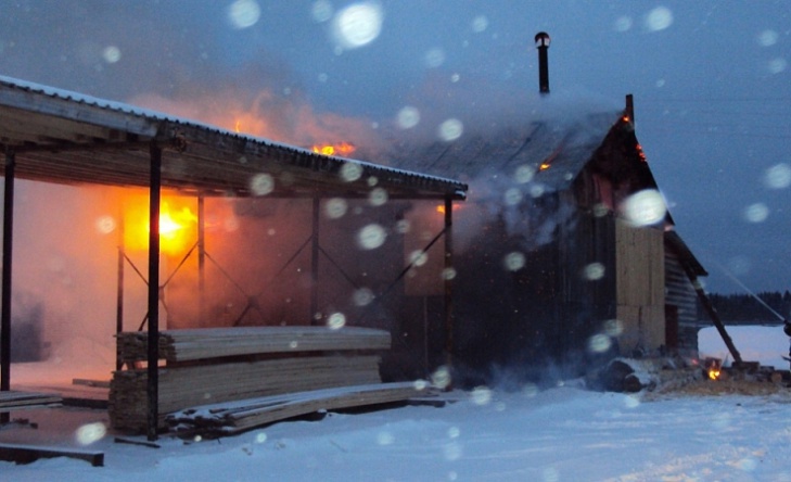 В Кировской области за сутки сгорело две пилорамы